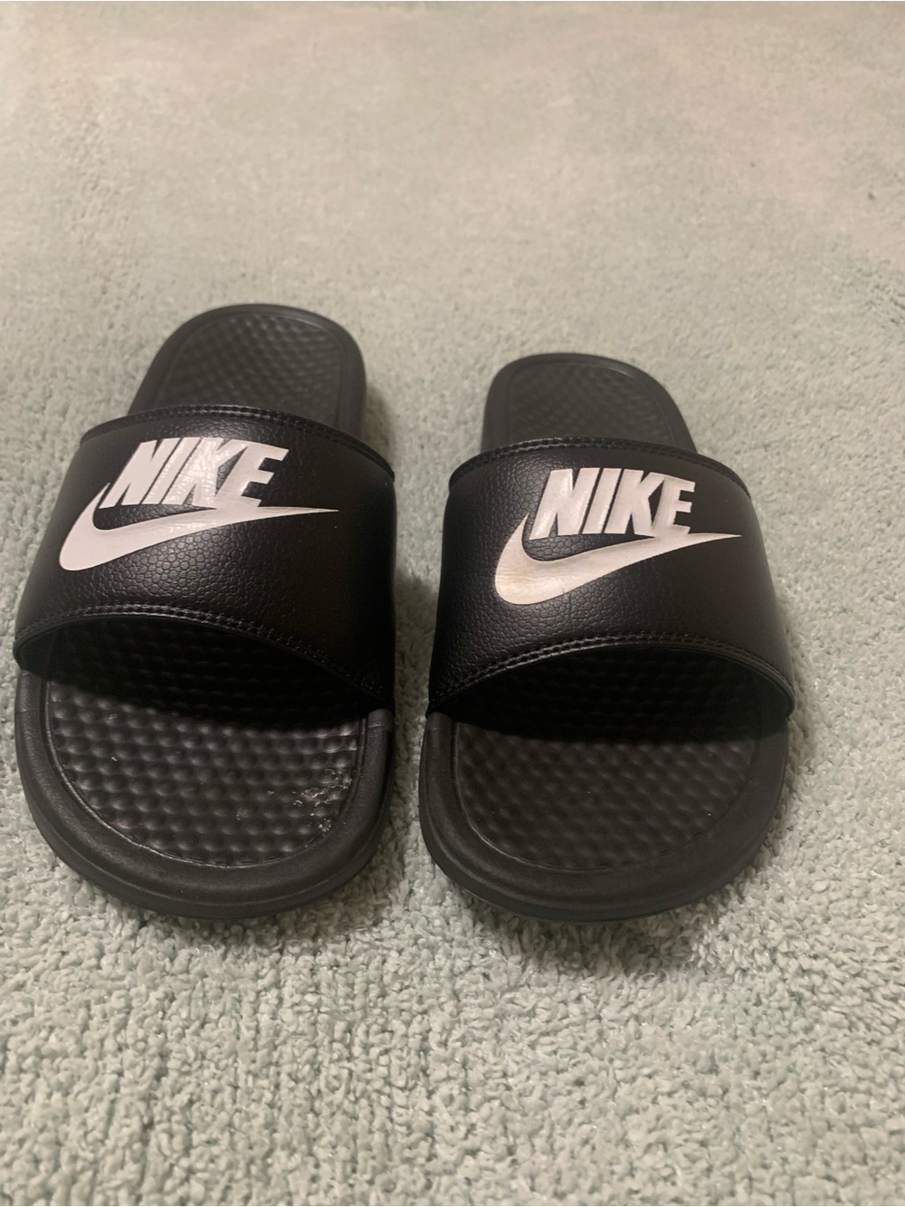 Nike Black Slide Sandals with White Logo Accent